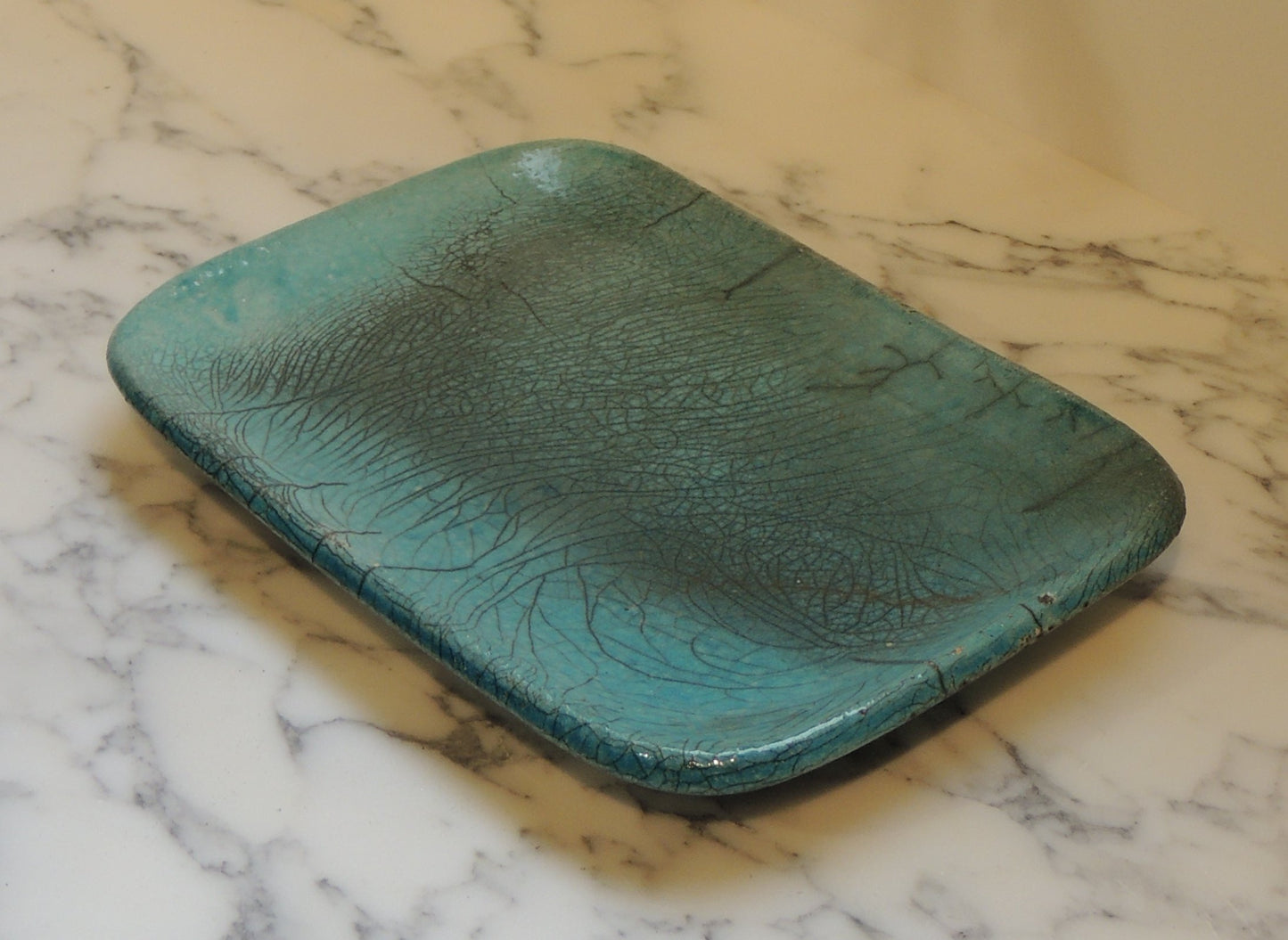 Raku fired earthenware tray