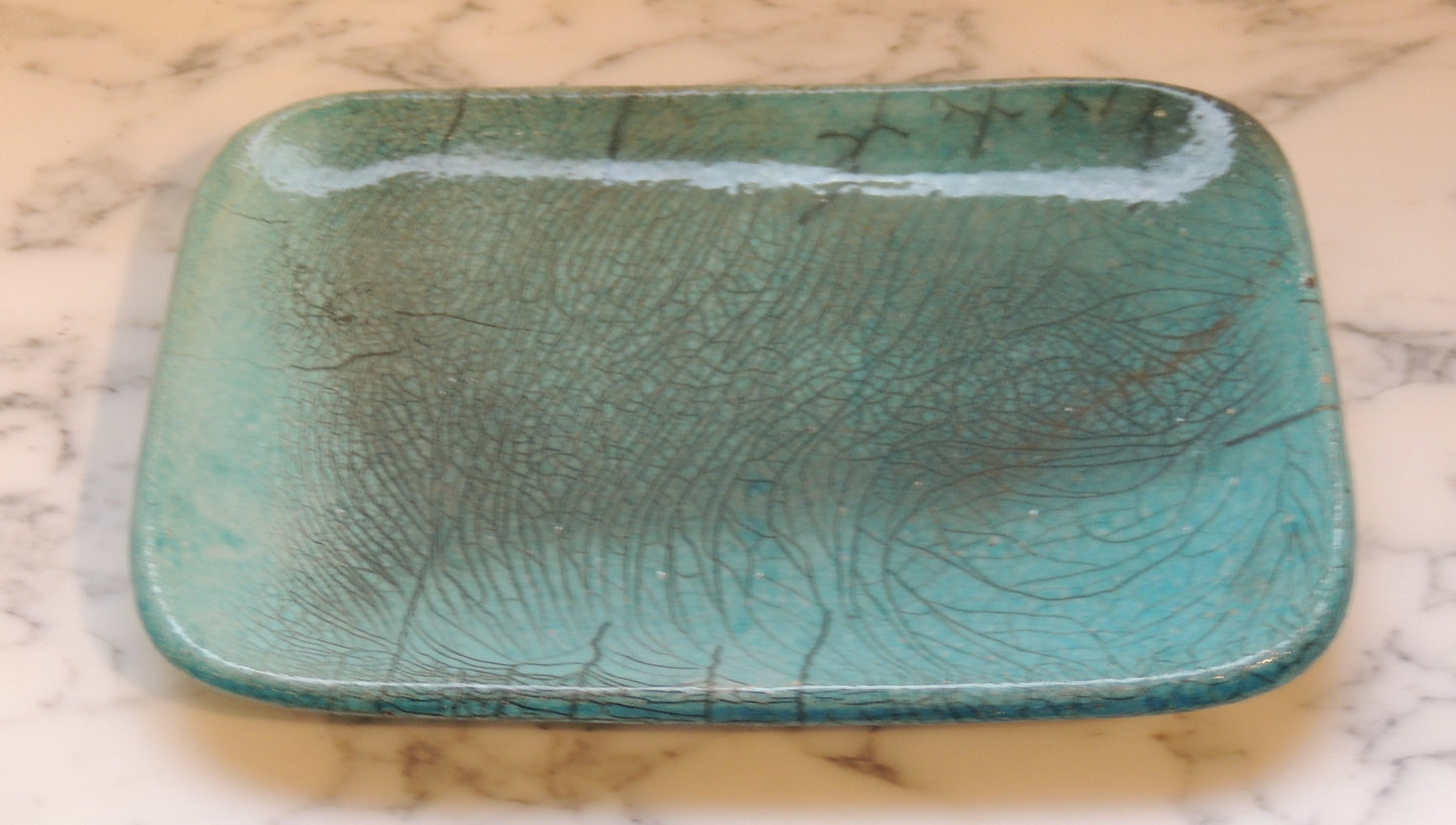 Raku fired earthenware tray